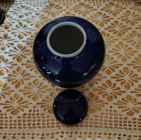 Vintage Cobalt Blue Pheasant Ginger Jar - Picture 2 of 5